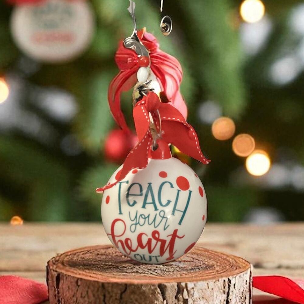Laura Kirkland Glass Ornament, Glory Haus: “Teach your heart out 2019”